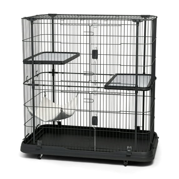 Prevue Pet Products, 3-Tier & 1 Hammock Playpen, Cat Cage, Black, 45-in