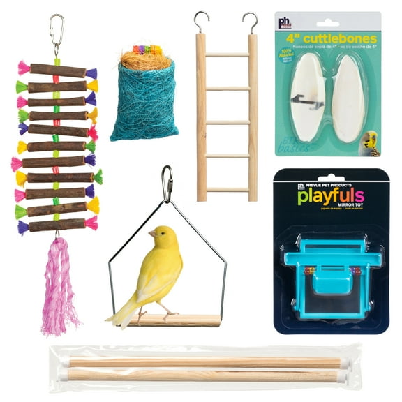 Prevue Pet Products Birdie Basics 7 Piece Toy Bundle, Multicolor