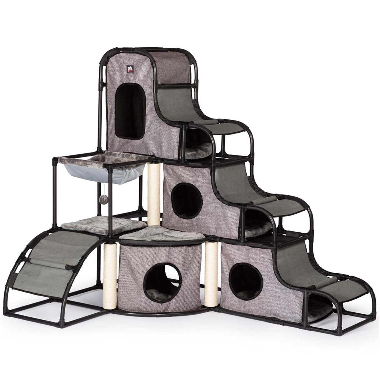 Gray Multi-Level Cat Activity Tower with Sisal Posts