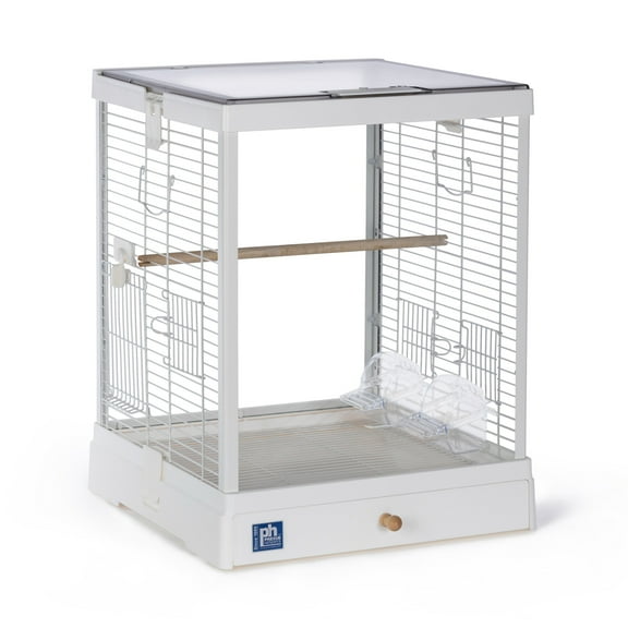 Prevue Pet Products Clear Glass Bird Cage with White Frame