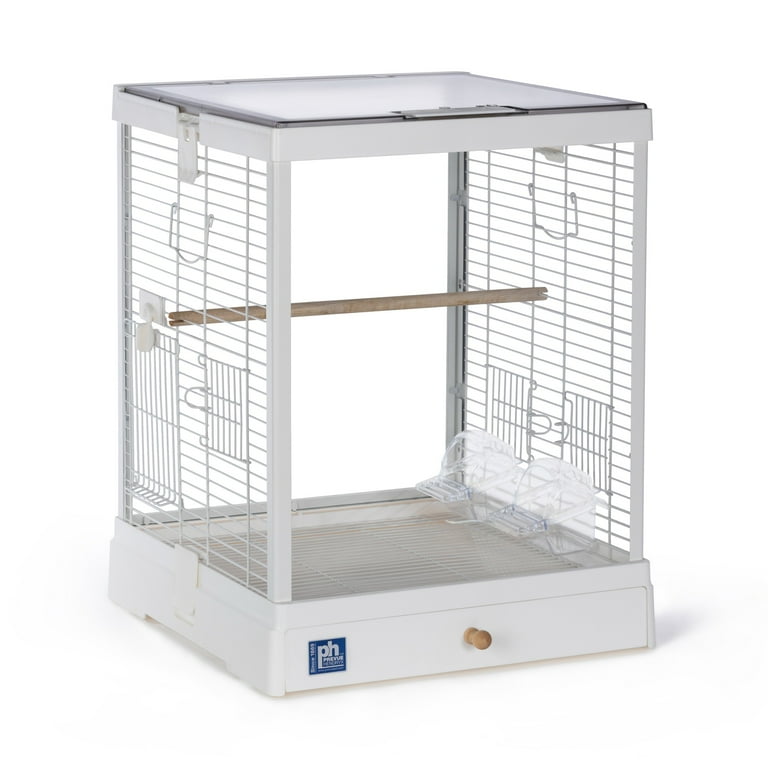 Prevue Pet Products Clear Glass Bird Cage with White Frame
