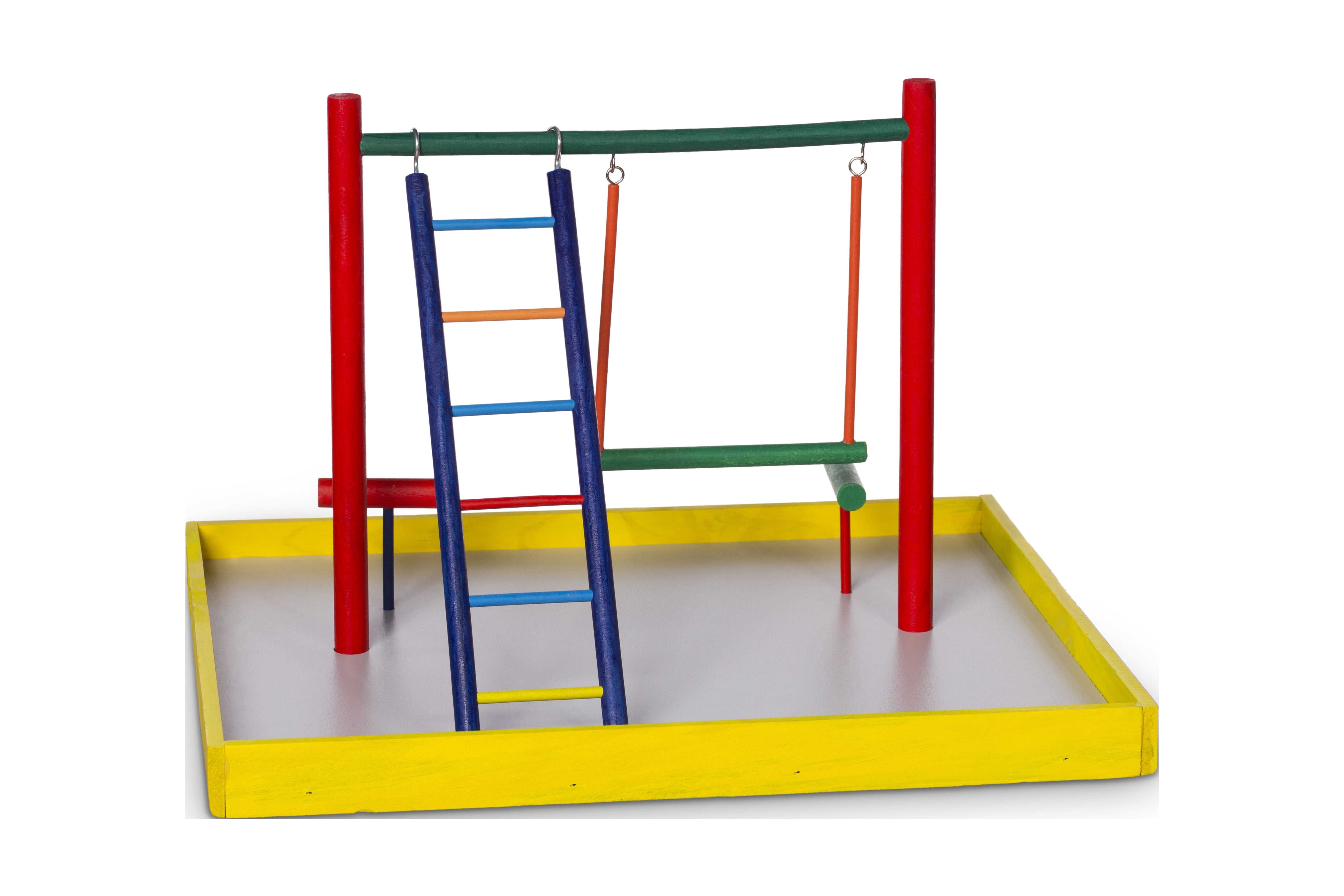 Colorful Hardwood Cockatiel Playground with Laminated Base