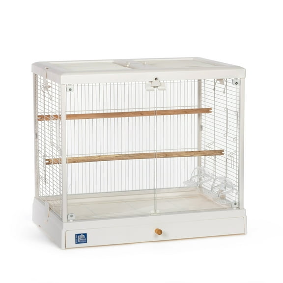 Prevue Pet Products Crystal Palace Luxe Bird Cage with Glass Doors, White Plastic Frame and Base
