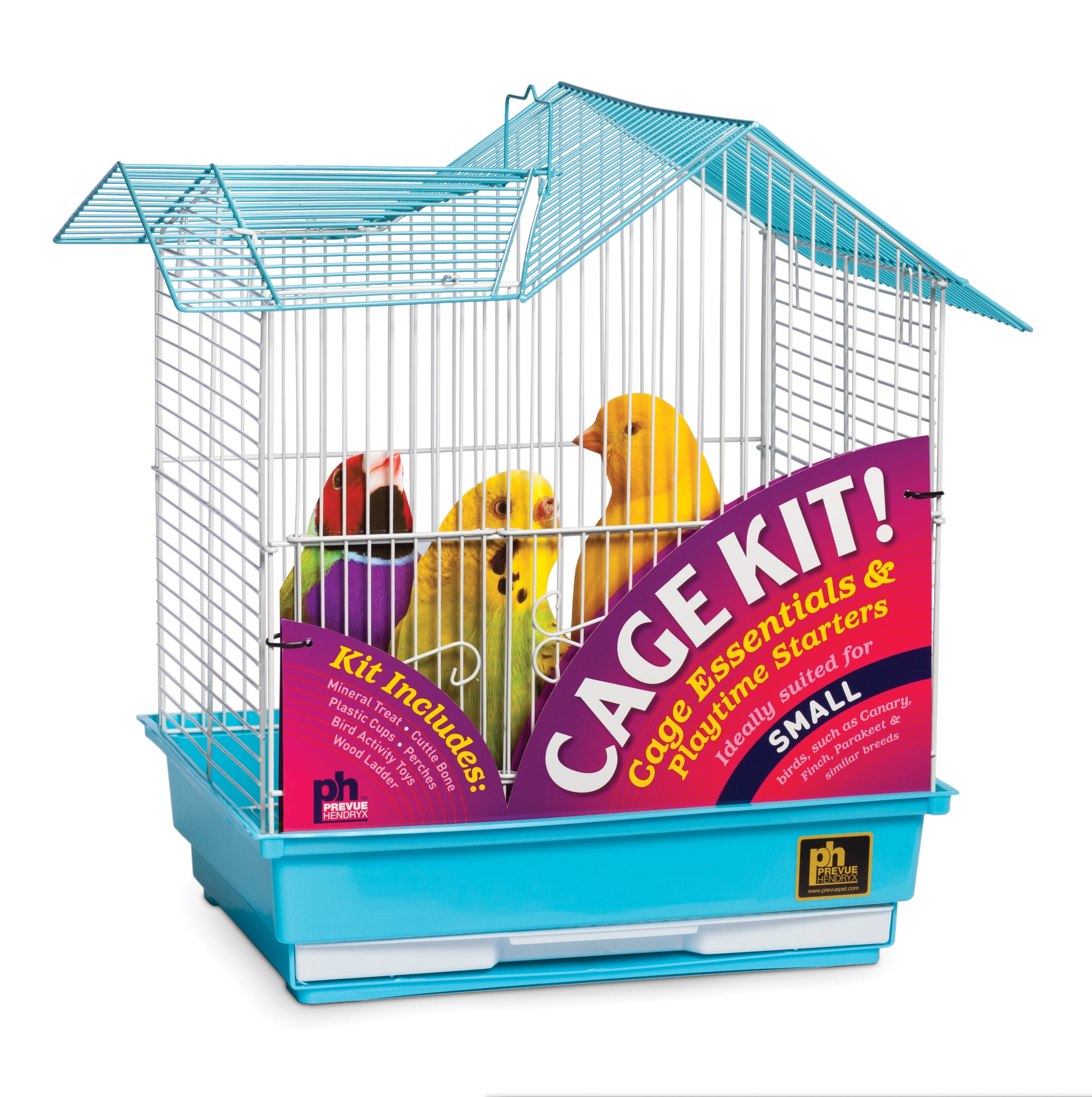 Turquoise and White Double Roof Bird Cage Kit with Accessories
