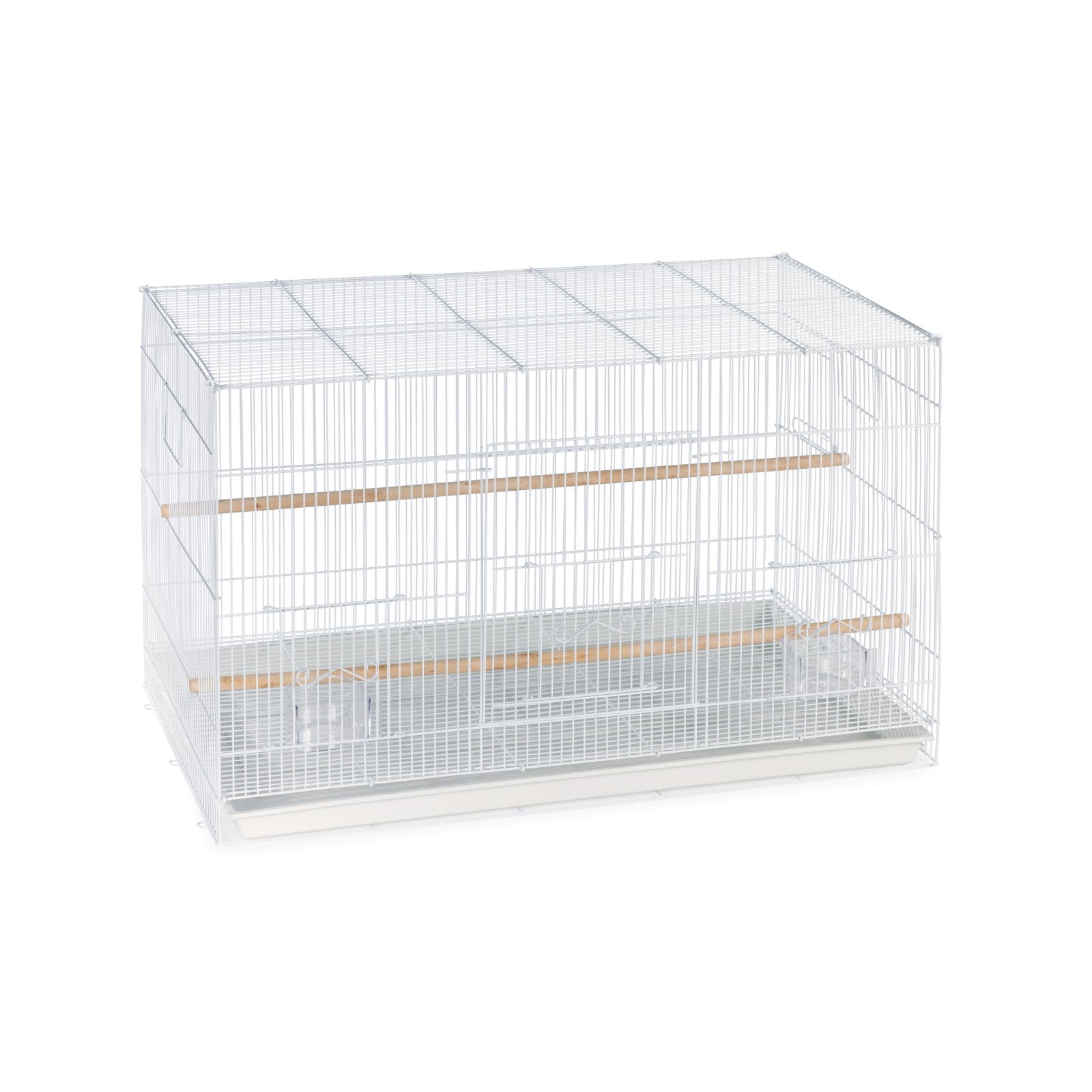 White Metal Flight Bird Cage with Wooden Perches