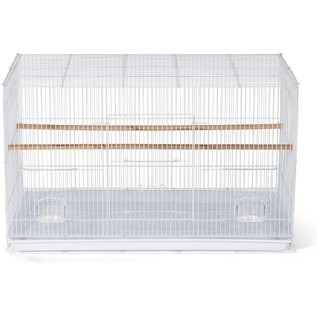 White Stackable Metal Bird Cage with Feeder Cups and Perches