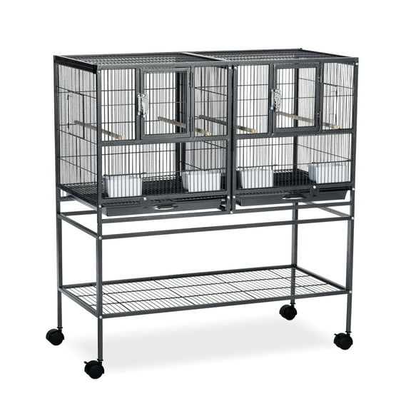 Prevue Pet Products Hampton Deluxe Divided Breeder Cage with Stand, Black Hammertone