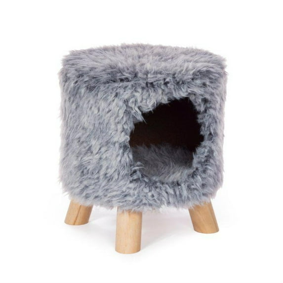 Prevue Pet Products Kitty Power Paws Plush Cozy Cave, Gray, 12" Diameter x 13.5"