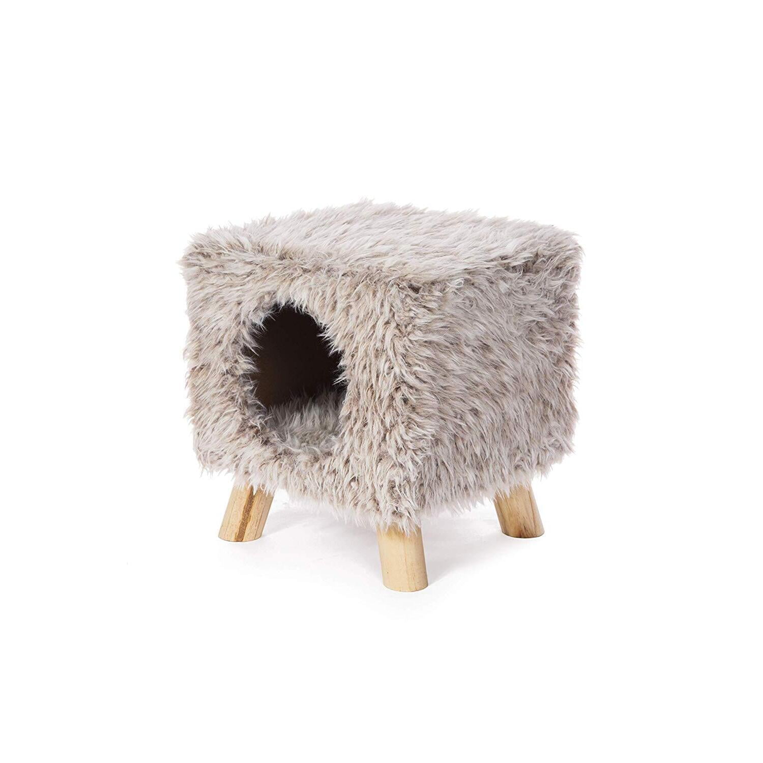 Prevue Pet Products Kitty Power Paws Plush Cozy Cube Cat Bed and Stool