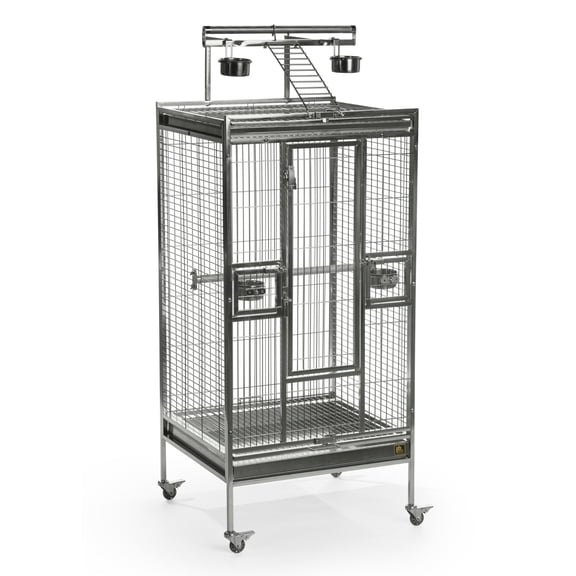 Prevue Pet Products Stainless Steel Playtop Bird Cage - Ideal for Cockatiels, Quakers, Green Cheek Conures, Parakeets, Lovebirds, Small Amazons, Parrots, Rolling Enclosure - Stainless Steel, Medium
