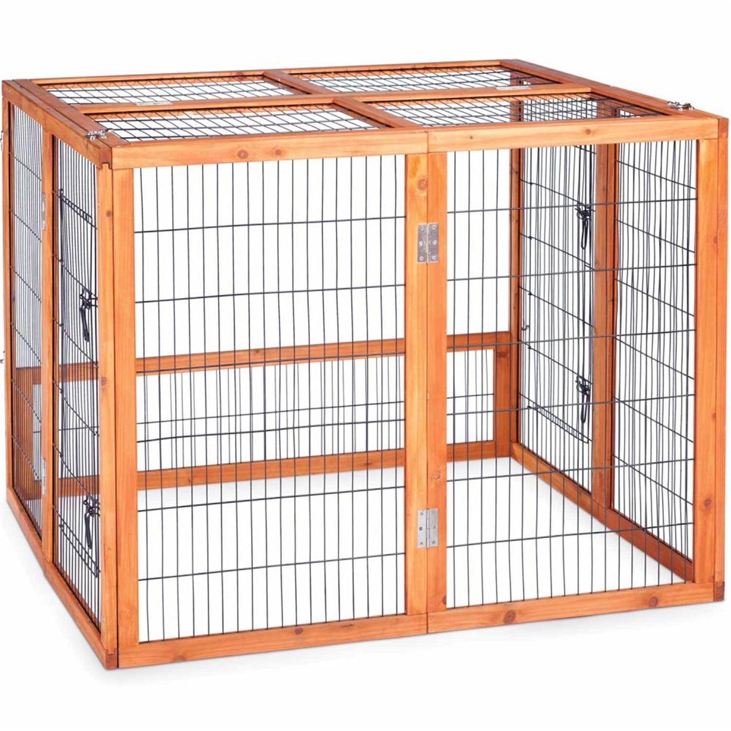 Large Natural Wood Rabbit Playpen with Secure Latches