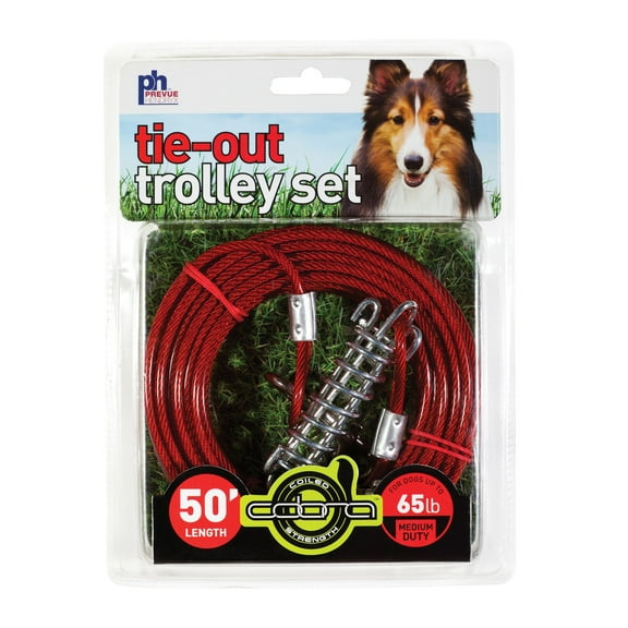 Prevue Pet Products PP-2124 50 ft. Tie-Out Cable Trolley Set, Red