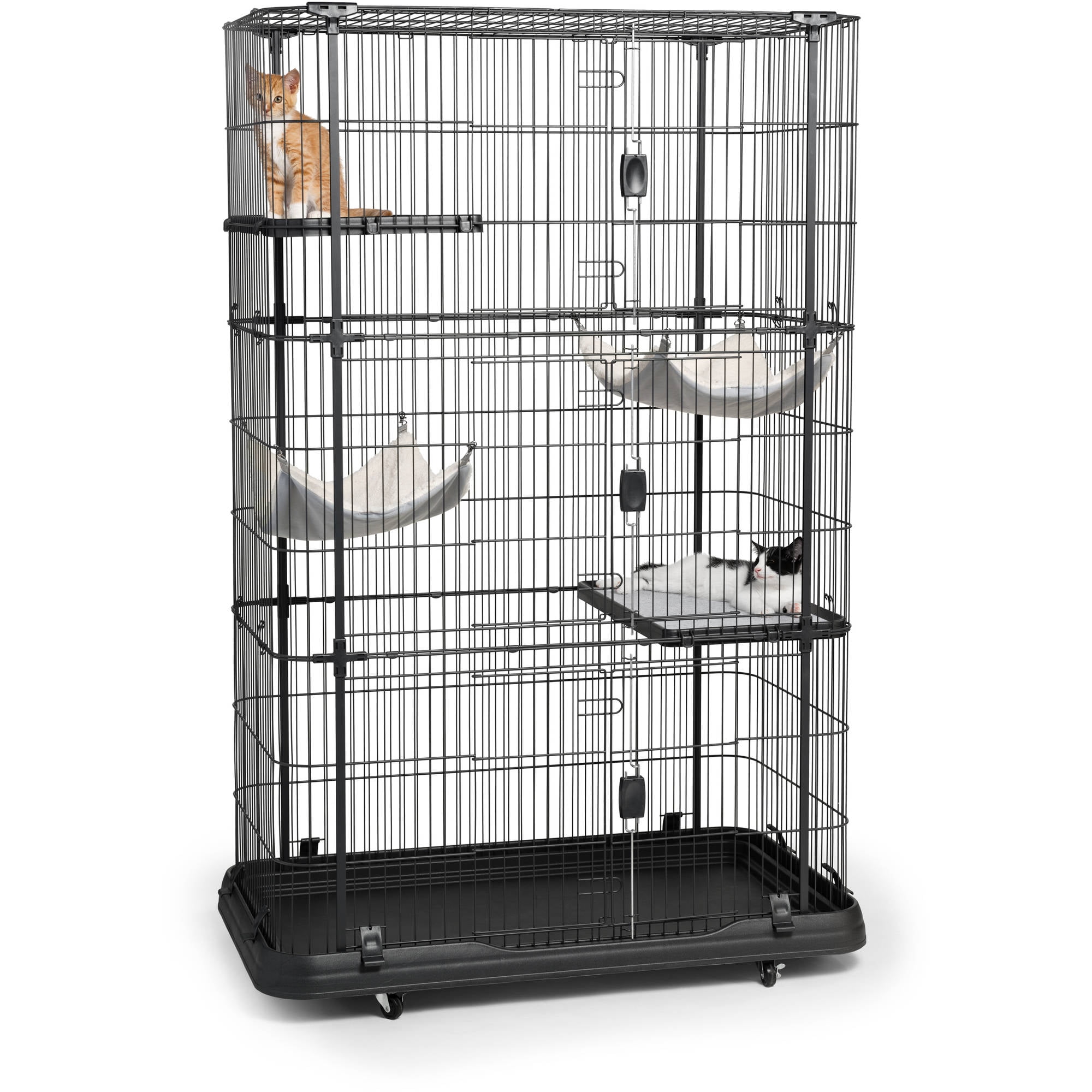 Extra Large Black Metal Multi-Level Cat Home with Hammocks