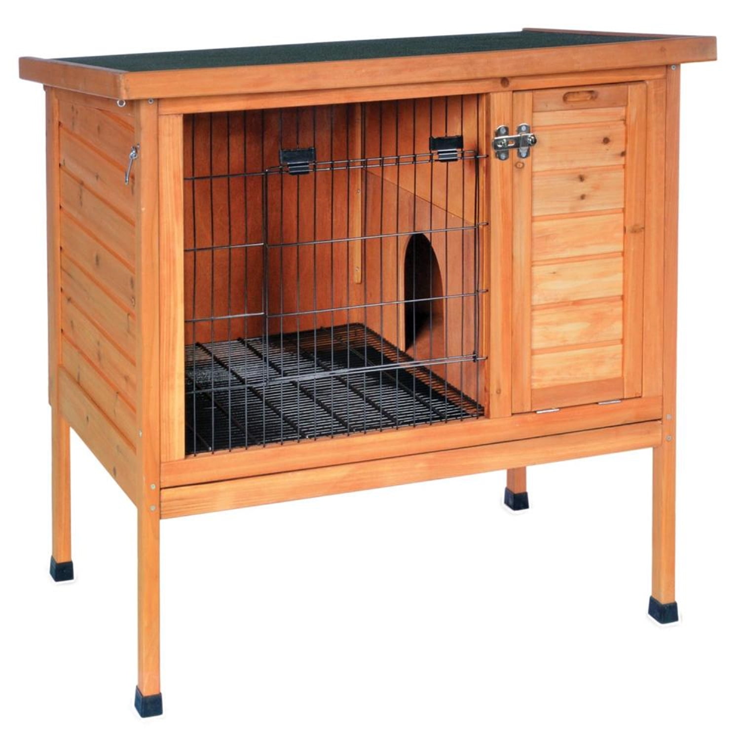 Small Weather-Resistant Fir Rabbit Hutch with Asphalt Roof