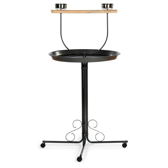 Prevue Pet Products Round Rolling Steel Bird Cage Portable Play Stand in Black with Perch