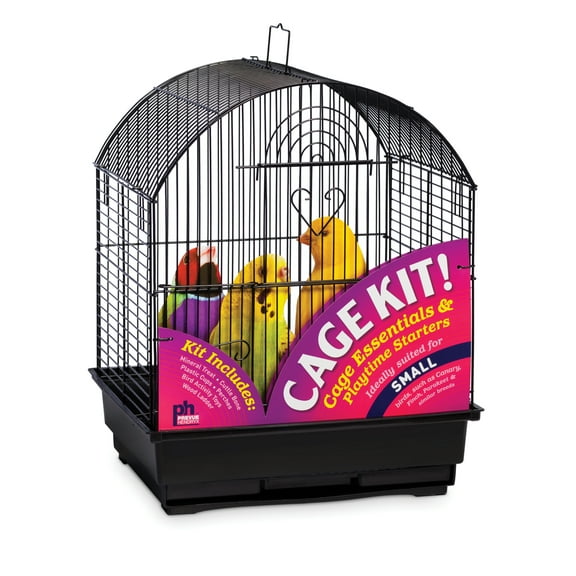 Prevue Pet Products Round Roof Black Bird Cage Starter Kit 91101