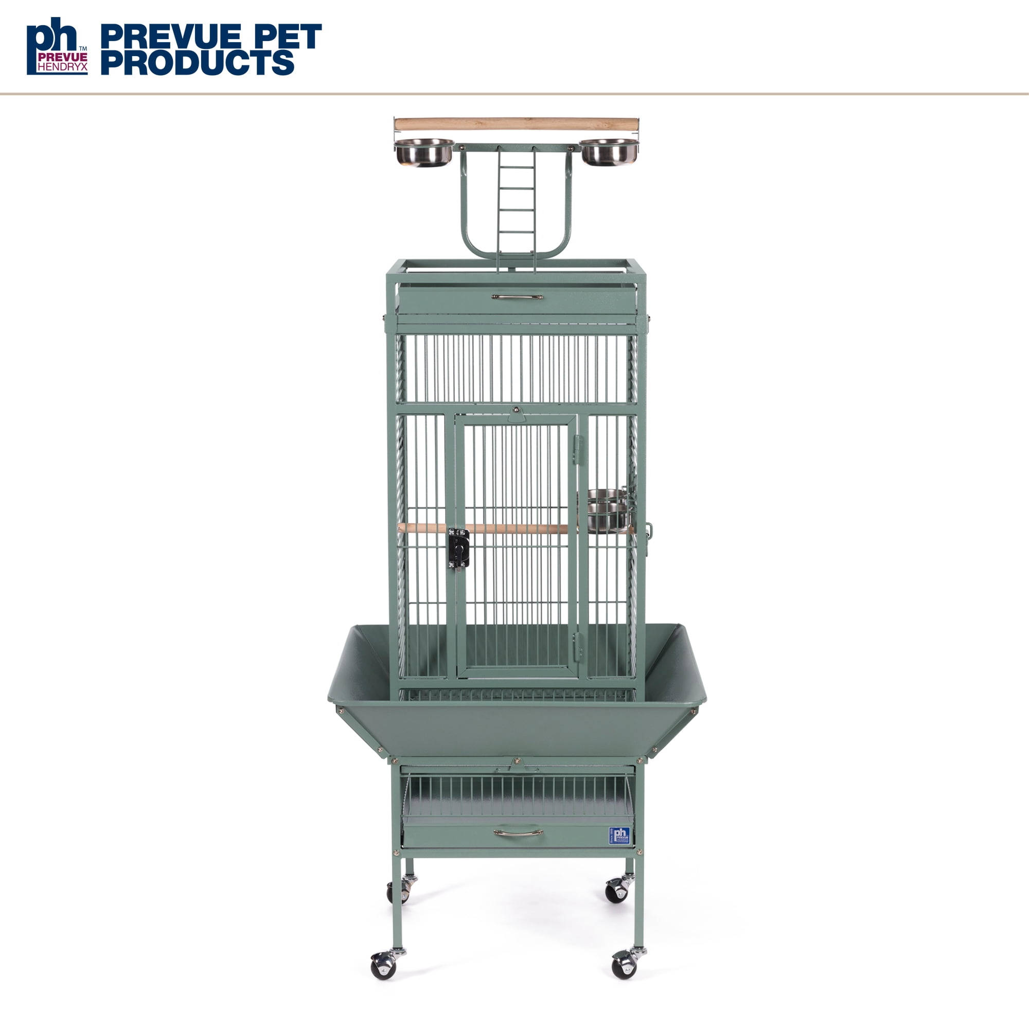 Curated visual reference: Gallery Detail: Prevue Pet Products Playtop Bird Home Cage With Wheels Sage