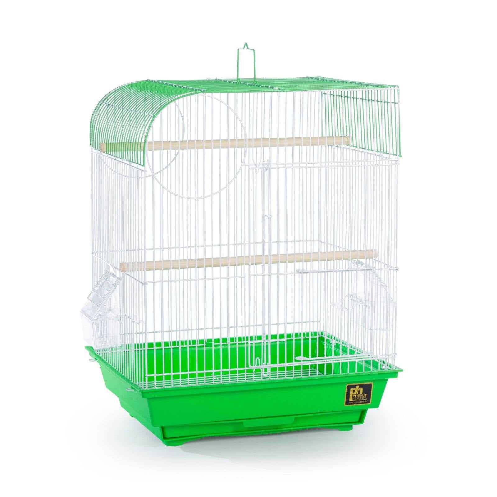 Lime Green Powder-Coated Metal Flat Top Bird Cage