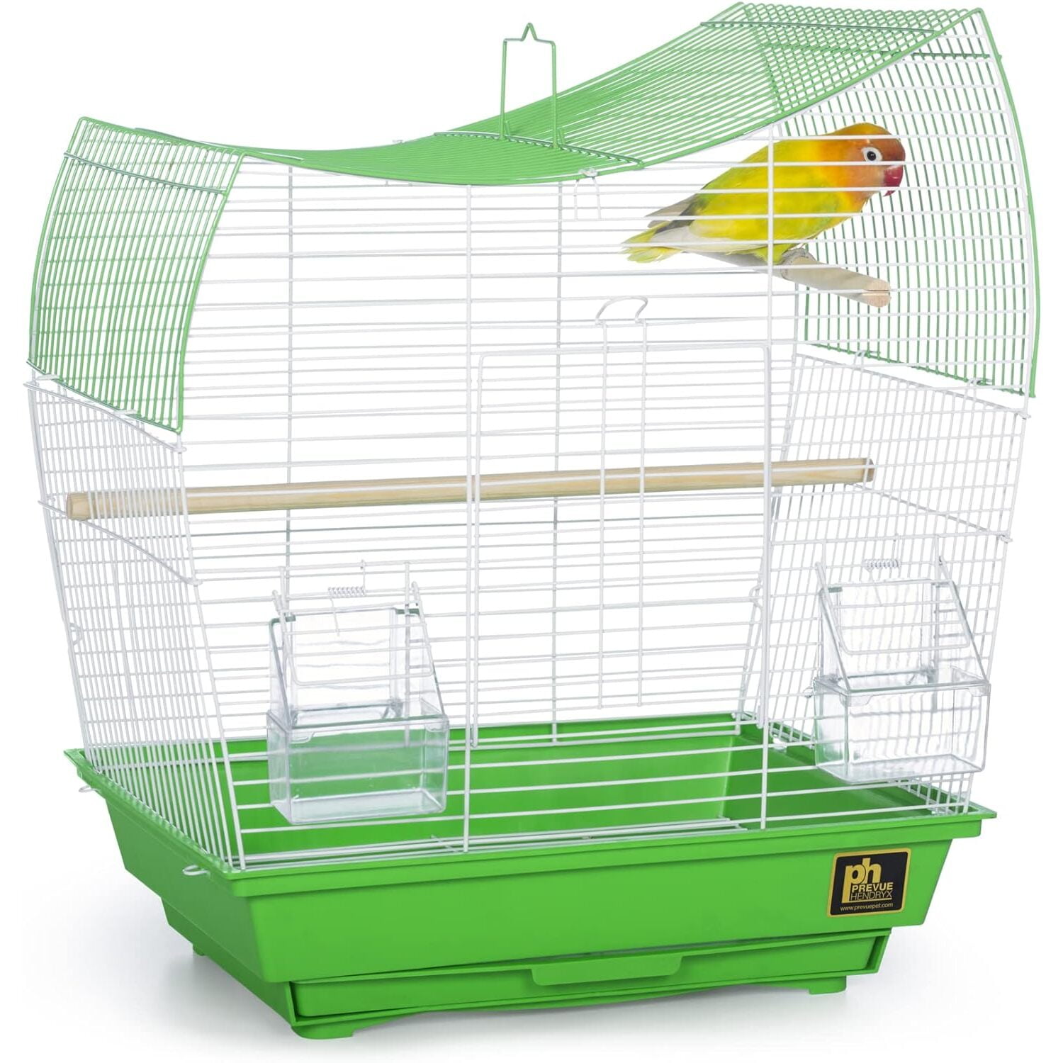 Lime Green Wave Top Bird Cage with Plastic Base