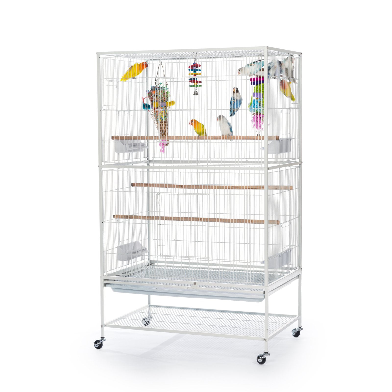 Black Wrought Iron Multi-Level Bird Cage with Stand