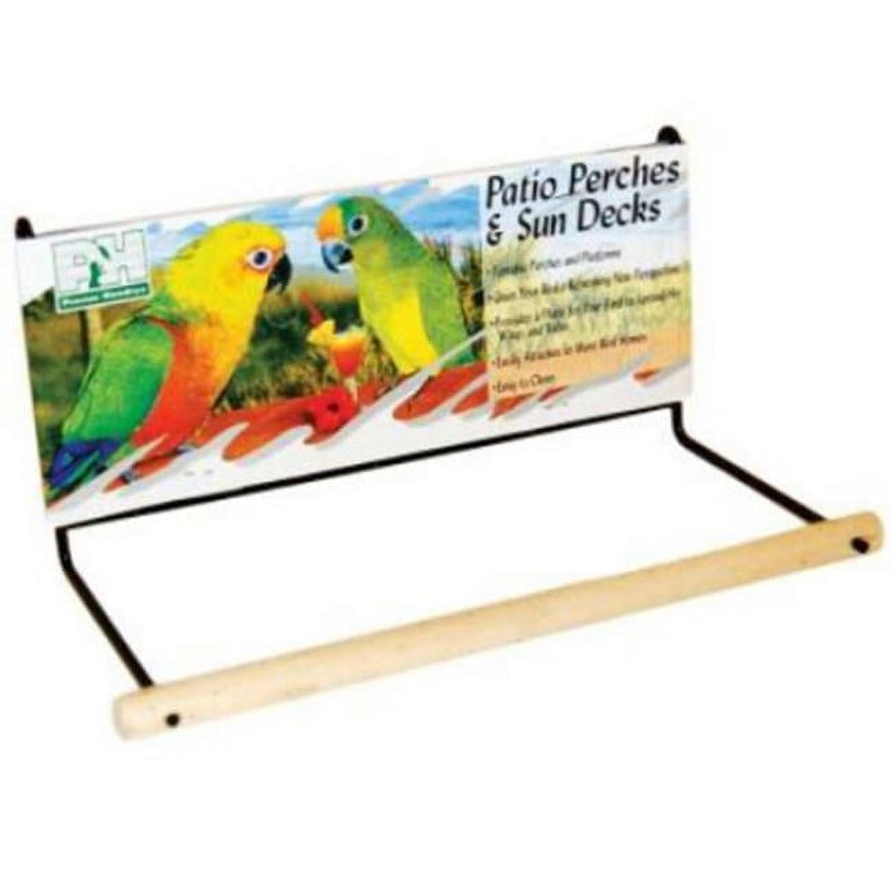 8" Natural Wood and Black Metal Bird Perch