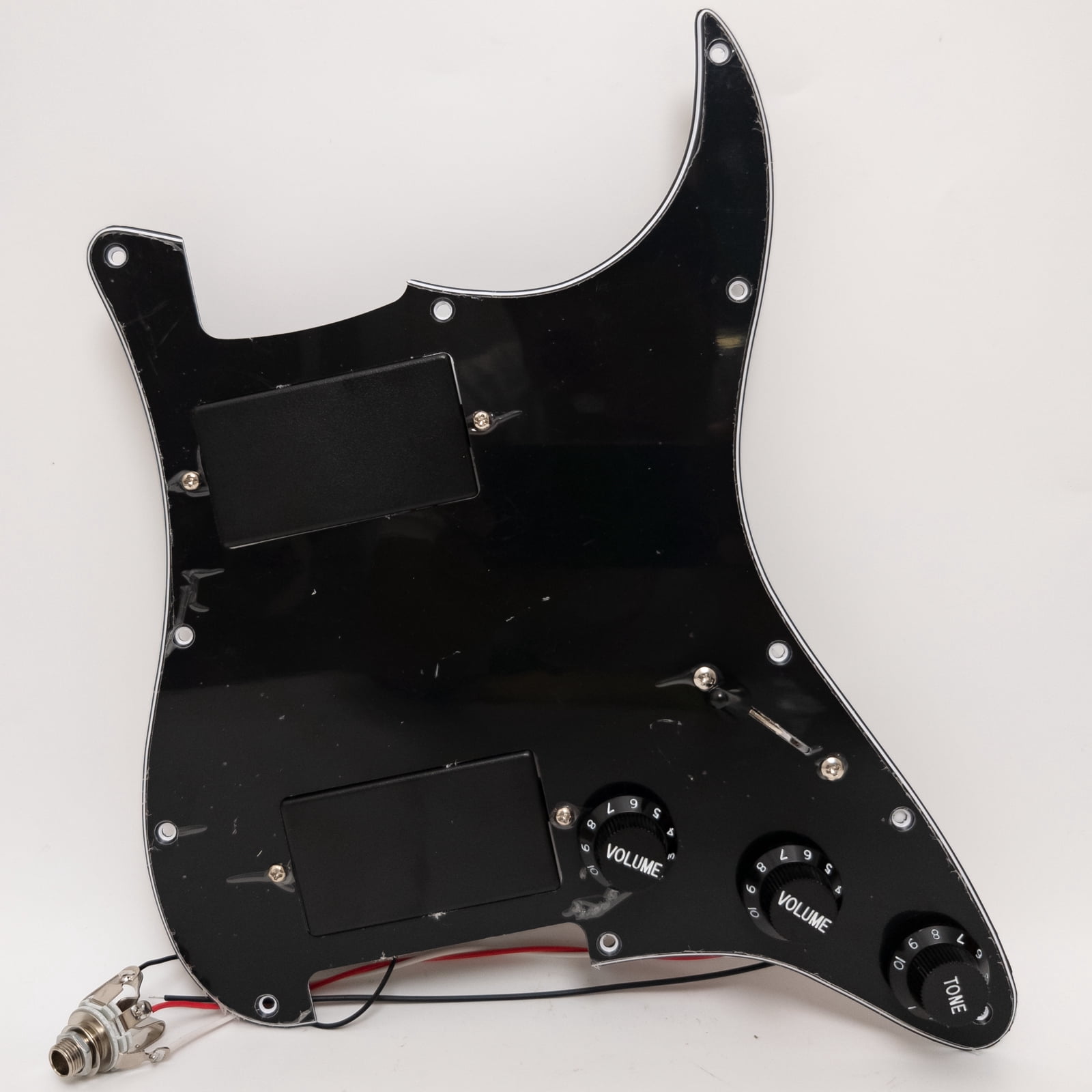 Prewired Loaded Pickguard for Fender Strat, EMG Style Active Humbuckers, High Output Ceramic Bridge & Alnico V Neck, Solderless Installation