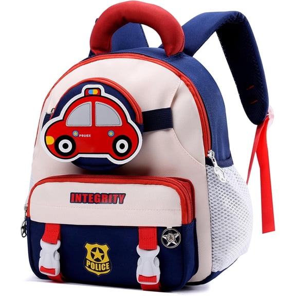 Prewomen Backpack Set for womens womens 2-in-1 Toddler womens Backpack 12in with Detachable Waist Bag Water-Resistant Oxford, Dark Blue Car