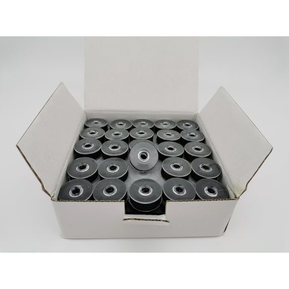 Prewound Bobbin, Size M, Style M, 75pcs Black Color 40S/2 Thread, Plastic Sided Bobbin, 40S/2 Spun Polyester, MPB-40S2