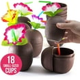thumbnail image 1 of Prextex 18 Pack Mini Coconut Cups for Hawaiian Luau Kids Party with Hibiscus Flower Straws - Tiki and Beach Theme Party Fun Drink or Decoration Cups (250ml, 8.45oz), 1 of 6