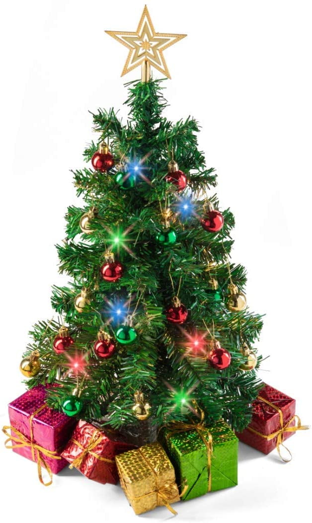 Prextex 23" DIY Tabletop Mini Pink Christmas Tree with MultiColor LED