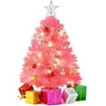 thumbnail image 1 of PREXTEX 23-Inch Mini Pink Flocked Christmas Tree with LED Lights, Ornaments, and Gifts - Small Tabletop Christmas Tree with Snowy Branches, Warm White Lights, Indoor or Outdoor Holiday Decor, 1 of 7