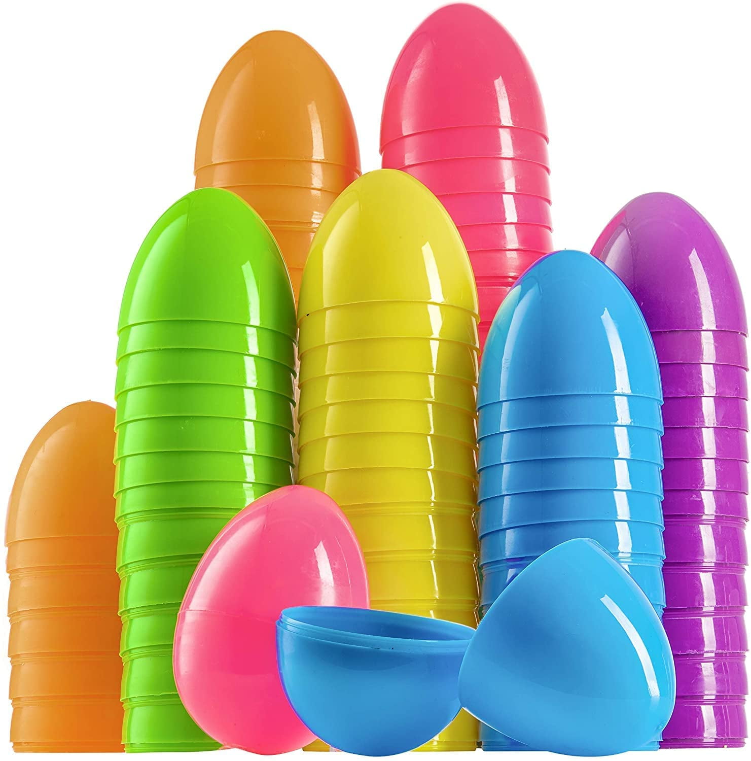 Prextex 3.5” Unfilled Easter Eggs, 36 pcs | Empty Plastic Easter Eggs Bulk Fillable with Candy, Treats, Presents For Toy Basket | Party Favor, Easter Decorations, Halloween, Toy Egg Basket | Boys&Girl