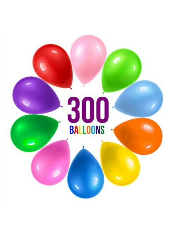 Prextex 300 Party Balloons 12 Inch 10 Assorted Rainbow Colors - Bulk Pack of Strong Latex Balloons for Party Decorations, Birthday Parties Supplies or Arch Decor - Helium Quality