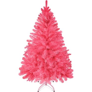 Prextex 6ft Christmas Tree - Artificial Canadian Fir Full Bodied Christmas Trees Lightweight And Easy To Assemble Christmas Tree 6ft With Metal Stand 1200 Tips Pink Artificial Christmas Tree