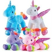 Prextex 4 Plush Soft Unicorns White & Pink Stuffed Animal with Wings Rainbow Unicorns