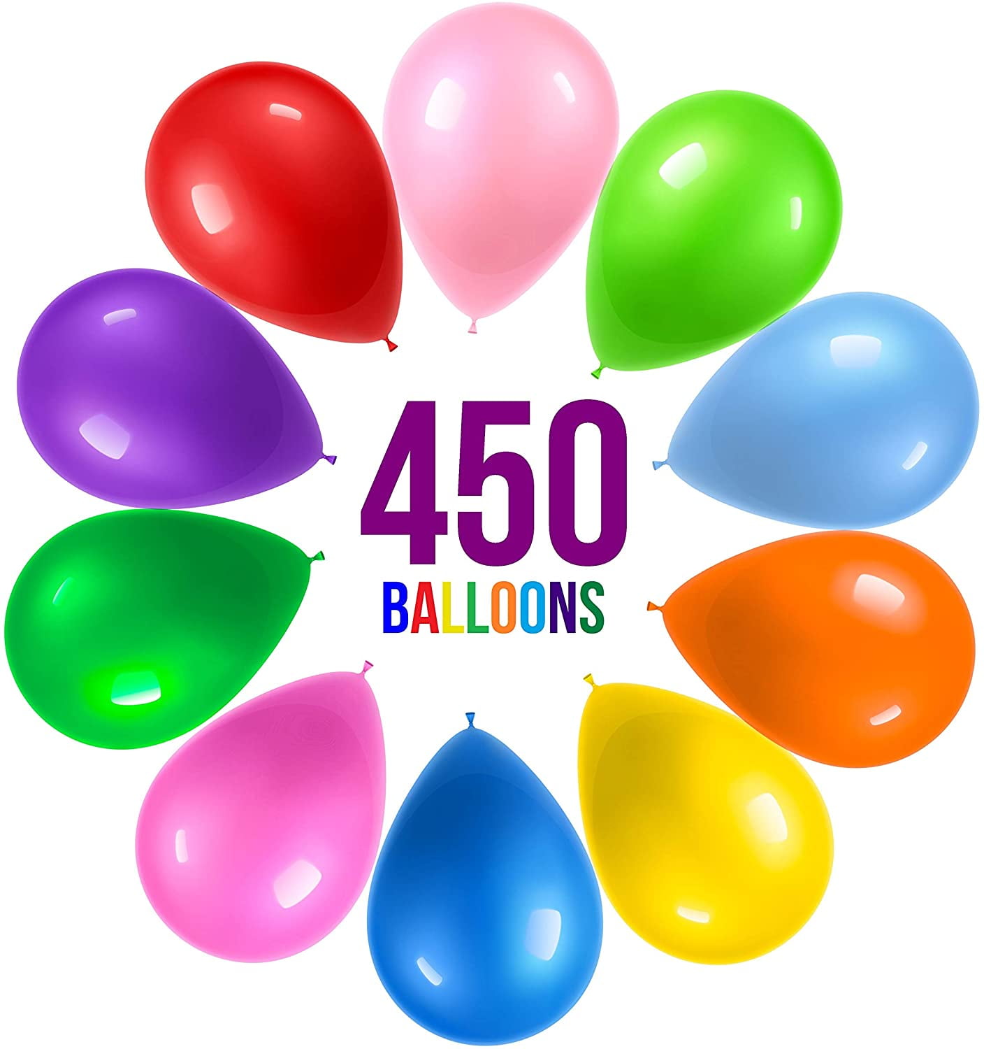 Prextex 450 Party Balloons 12 Inch 10 Assorted Rainbow Colors