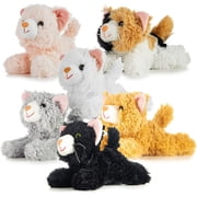 Prextex 6 Inch Plush Cats Realistic Pack of 6