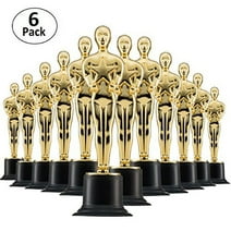 Prextex 6" Plastic Gold Trophy Figurine with Black Base, 6 Pack