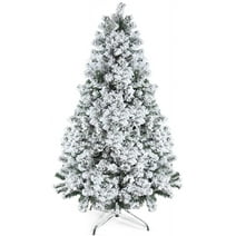 Prextex 6ft Snow Flocked Christmas Tree - Premium Christmas Tree with Metal Stand & 1200 Tips