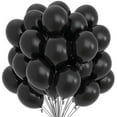 thumbnail image 1 of Prextex 75 Black Party Balloons 12 Inch Black Balloons with Matching Color Ribbon for Black Theme Party Decoration, Weddings, Baby Shower, Birthday Parties Supplies or Arch Décor - Helium Quality, 1 of 6