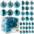 thumbnail image 1 of Prextex Acid Blue Christmas Ball Ornaments for Christmas Decorations - 36 Pieces Xmas Tree Shatterproof Ornaments with Hanging Loop for Holiday and Party Decoration (Combo of 6 Styles in 3 Sizes), 1 of 7