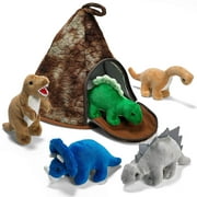 Prextex Dinosaur Plush Volcano House with 5 Baby Stuffed Dinosaurs for Boys, Great Stuffed Animal Dinosaur Toys for Kids 3-5