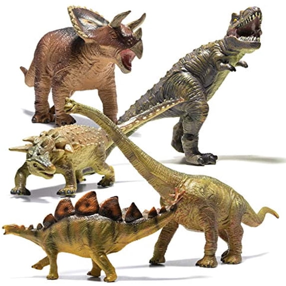 Prextex Giant Dinosaur Action Figure, Plastic, 5 Pieces (5.2")