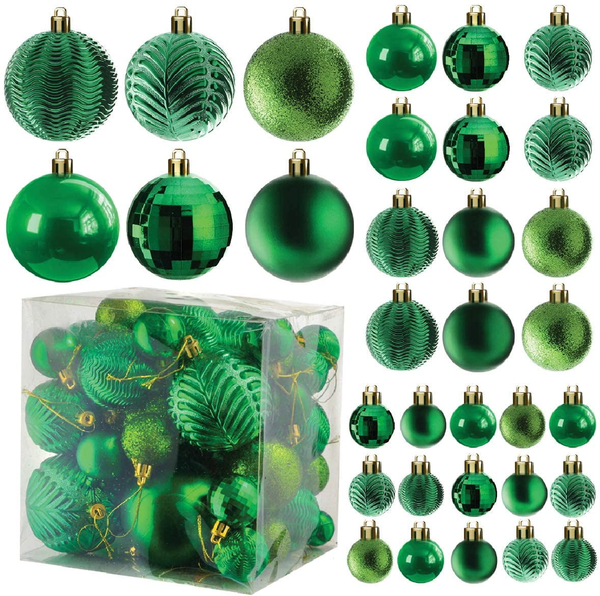 Set of 25 Handmade Green Red And Silver Mini Christmas Ornaments In  Assorted Styles