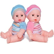 Prextex Mini Twin Dolls Set - 7.5 Inch Cute Baby Boy and Girl Doll Set - Best Gift for Baby and Toddler Girls