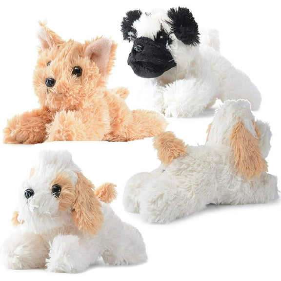 Prextex Plush Dog Set Pack of 4 Realistic Looking Puppies - 6 Inches Plush Dogs Stuffed Animals