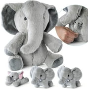 Prextex Plush Elephant with 3 Little Plush Baby Elephants - 4 Piece Soft Stuffed Animals Playset