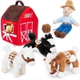 thumbnail image 1 of Prextex Plush Farm House with Soft and Cuddly 5" Plush Horses, Farm Boy, and Farm House Barn House Carry Along Case, 1 of 7