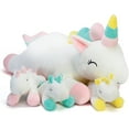 Prextex Plush Unicorn Pillow Toy with Zippered Pouch for 3 Baby
