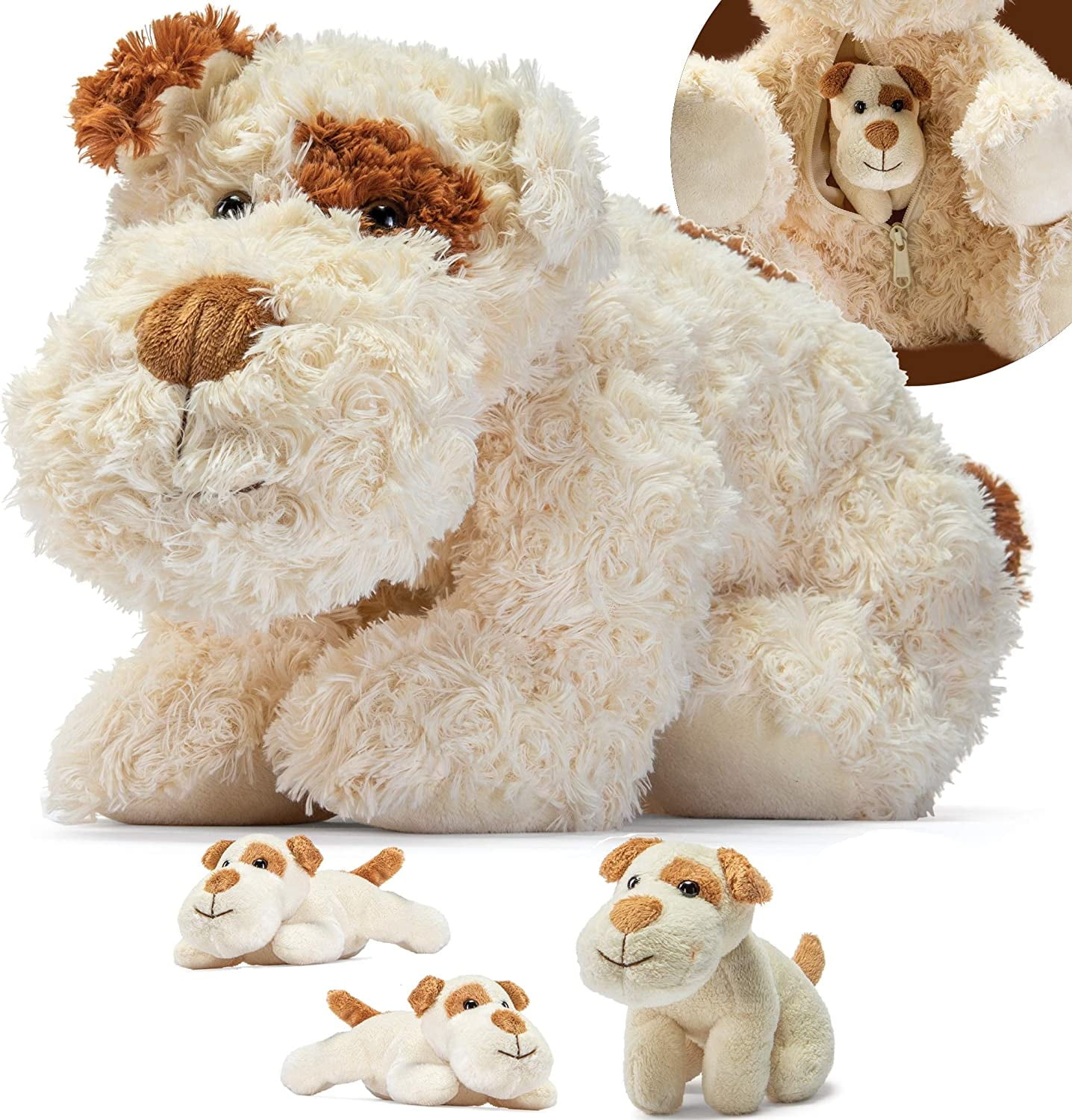 Prextex Plush Puppies Key Chain - Set of 6 Realistic Looking 5-Inch Cute and Cozy Stuffed Animals Little Plush Dogs with Keychain, Kids Unisex, Size: 9.4 x